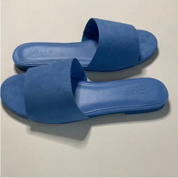 J. Crew Microsuede Single Strap Slide Sandals in Bright Peri - Picture 7 of 8